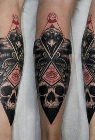 Noga w stylu kultowym tajemniczym kultowym kolorem obrazu tatuażu