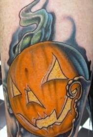 Legs comic style colorful halloween pumpkin tattoo