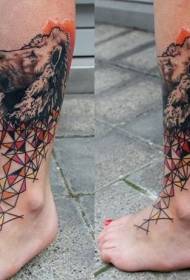 Neįtikėtinos spalvos liūto tatuiruotės paveikslas ant kojos