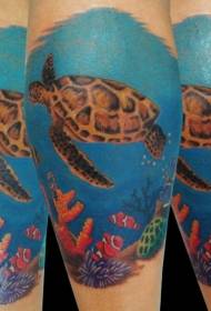 Ноги цветные черепахи и подводный мир татуировки картинки