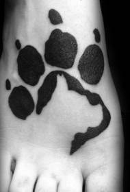 Beltza paw inprimatu tatuaje oinak