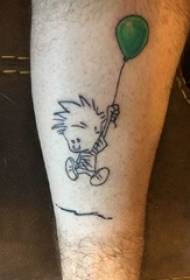 cartone animato carino Tattoo modello ragazzo cartone animato stinco semplice personaggio dei cartoni animati tatuaggio immagine