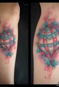 blauzdos spalvos purslų rašalo karšto oro baliono tatuiruotės modelis