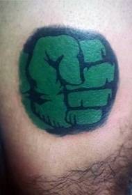 Immagine del tatuaggio logo hulk di colore delle gambe