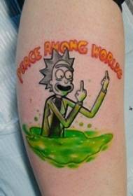 Tattoo cartoon boy calf on the cartoon character tattoo picture