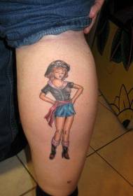 cor de pernas patrón de tatuaxe de rapaza pirata