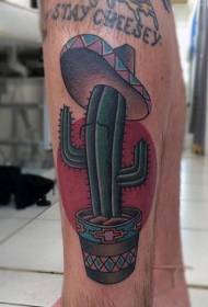 Jalka uusi koulutyyli värillinen meksikolainen kaktus tatuointi
