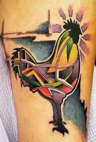 Impressionante colorato tatuaggio misterioso gallo