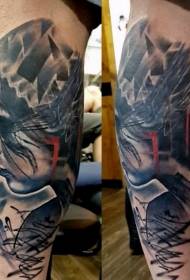 Leg unique style color mysterious woman tattoo