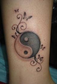 Leg brown yin and yang eight-stripe tattoo pattern