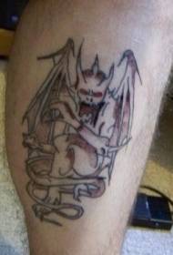 leg brown nga damn gargoyle nga litrato sa tattoo