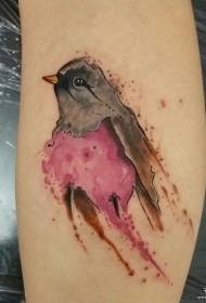 modello di tatuaggio uccello color inchiostro splash polpaccio