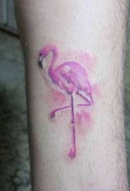 腿顏色簡單的自製粉火烈鳥紋身