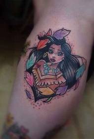 illustrazione di gamba colore del vento Modello di tatuaggio ragazza indiana