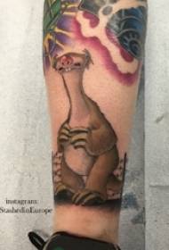 maschietto di vitello dipinto linee semplici tatuaggi di animali del ghiacciaio era piccola bradipo del tatuaggio