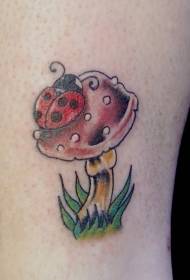 Gambar tato kaki jamur warna ladybug