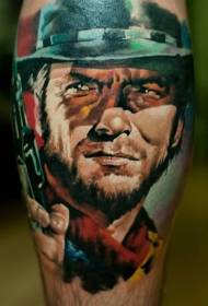 Цвет ног Клинт Иствуд портретная татуировка