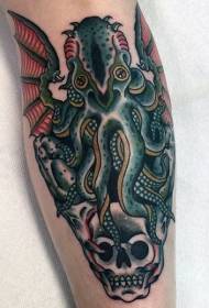 Been Vintage faarweg mystescht Kraken Tattoo Muster