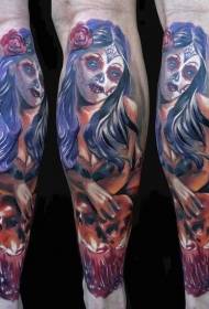 Ноги мексиканські традиційні барвисті жінка татуювання портрет візерунок