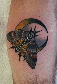 lao scoil moth ghealach péinteáilte patrún tattoo 99702-stíl stíl lao na hEorpa stíl tattoo liath liath