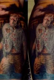 Pellicula di horror di culore di gamba Jason tattoo picture