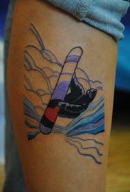 ລວດລາຍ tattoo snow ສີທີ່ມີສີສັນໃນຮູບແບບການສະແດງຂາ