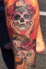 Legs colored glamorous sacred girl tattoo