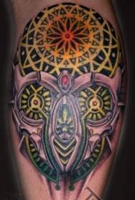 Gamba teschio colorato in stile nuovo con ornamenti e immagini di tatuaggi