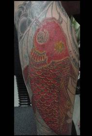 Bacak rengi büyük kırmızı mürekkep balığı dövme resmi