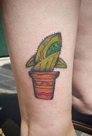 fete vitel pictat linie simplă tip rechin plantă cactus imagine tatuaj