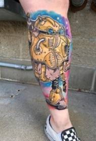 boys calves painted geometric simple lines cartoon robot tattoo pictures