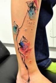 teľa linky farba splash atrament kvetina vzor tetovanie