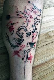 Patrón de tatuaje de serpe en xeometría de pernas