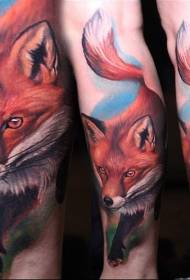 Bein realistischen Stil Farbe Fuchs Tattoo-Muster