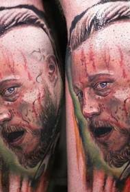 Ben farve blod mand portræt tatovering mønster