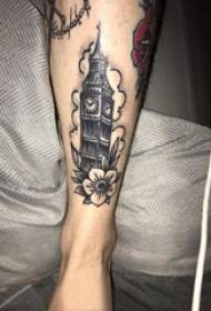 maschietto di vitello su spine nere geometriche linee semplici fiori e costruzioni tatuaggi