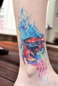 ເດັກຍິງ calf ສຸດ watercolor smudge ຮູບ tattoo tattoo ໃຫມ່