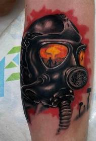 Kleurige manlike tatoeaazje foar gasmasker yn legstylstyl