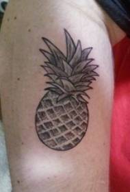 Europeisk kalvtatuering Pojkalv på svart ananas-tatueringsbild