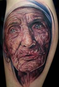 Cor da perna Teresa freira retrato tatuagem padrão
