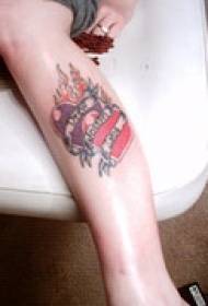 колір ніг пекуче серце татуювання візерунок 99945 - колір ніг дві палаючі серце татуювання