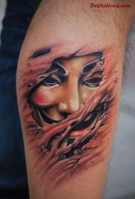 Manlike beenkleurmasker tattoo patroon