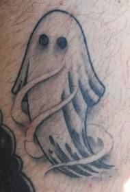 Gray horrible ghost tattoo pattern on the legs
