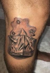 vitello di ragazzi su nero grigio punto spina geometrica semplice linea paesaggio scenario foto tatuaggio