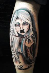 leg horror hvit kvinne tatoveringsmønster