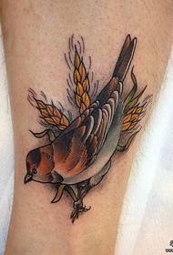 calf European school bird wheat ear tattoo pattern