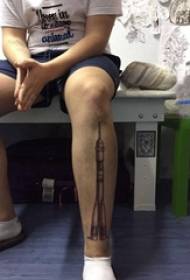 calf symmetrical tattoo male shank on black ash rocket tattoo picture