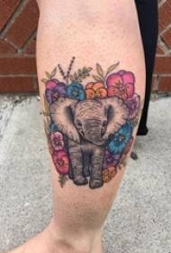 shank masculino tatuagem pintada em flores e fotos de tatuagem de elefante 98971 - shank masculino tatuagem pequena planta fresca na imagem colorida tatuagem de abacaxi