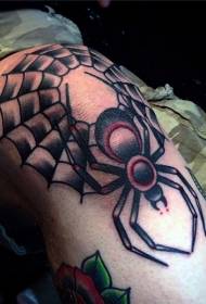Ragno gamba stile vecchia scuola con tatuaggio web