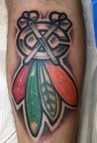 Tatuaggio di bandiera indiana colorato stile gamba nuova scuola